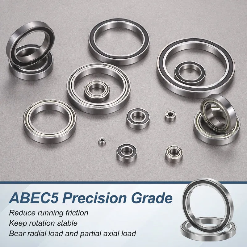 8Pcs 6802 2RS 15mmx24mmx5mm Rubber Shielded Deep Groove Ball Bearing, Black