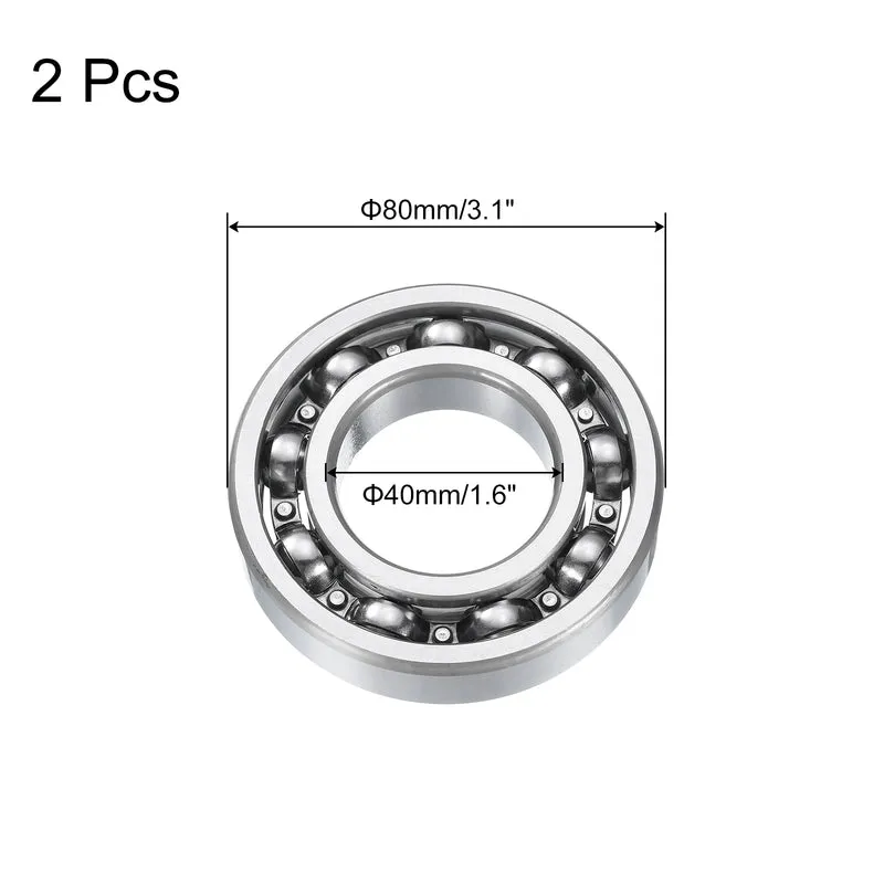 2pcs 6208 Deep Groove Ball Bearing, 40x80x18mm C3 Open Type Bearings