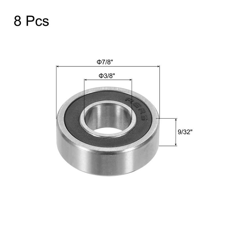 8pcs R6-2RS Deep Groove Ball Bearing 3/8"x7/8"x9/32" Z2 Double Iron Shielded