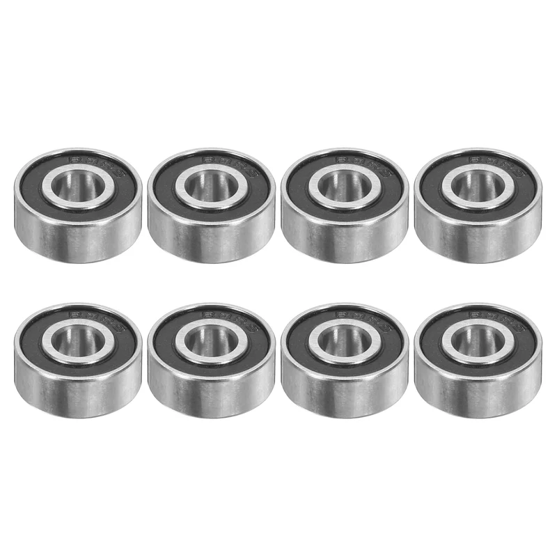 8pcs R3-2RS Deep Groove Ball Bearing 3/16"x1/2"x10/51" Z2 Double Iron Shielded