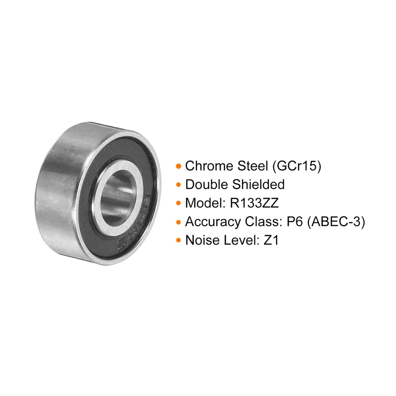 8pcs R3-2RS Deep Groove Ball Bearing 3/16"x1/2"x10/51" Z2 Double Iron Shielded