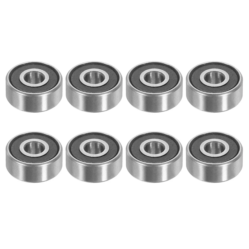 8pcs R2-2RS Deep Groove Ball Bearing 1/8"x3/8"x5/32" Z2 Double Iron Shielded