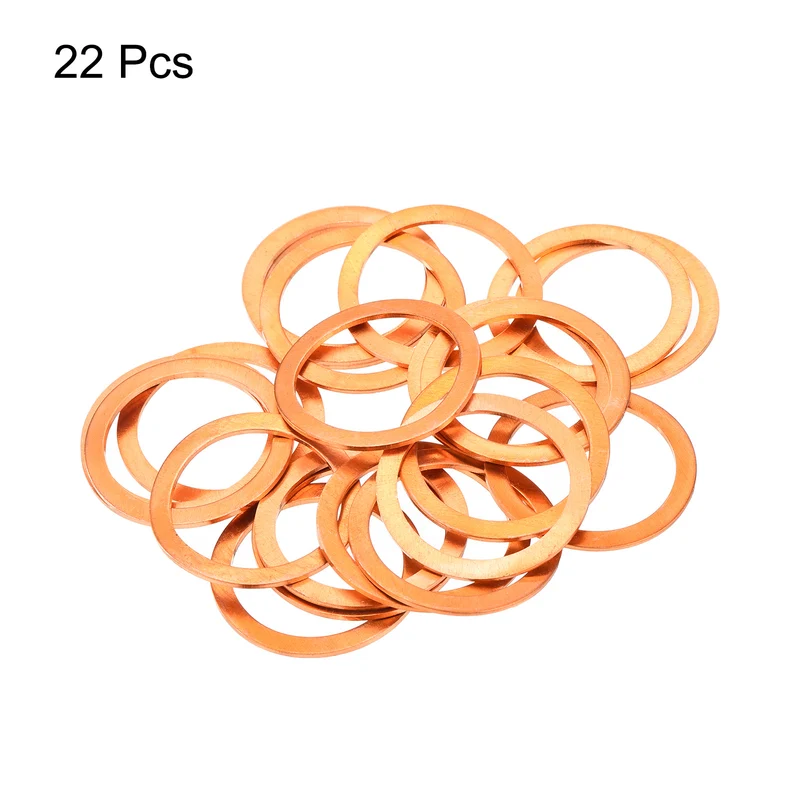 22 Pcs Flat Copper Washers 22x28x1mm Copper Flat Sealing Ring Washers