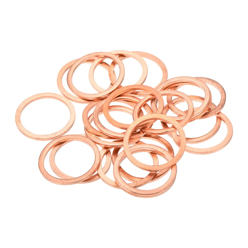 22 Pcs Flat Copper Washers 22x27x1.5mm Copper Flat Sealing Ring Washers