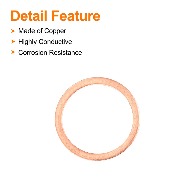 22 Pcs Flat Copper Washers 22x27x1.5mm Copper Flat Sealing Ring Washers