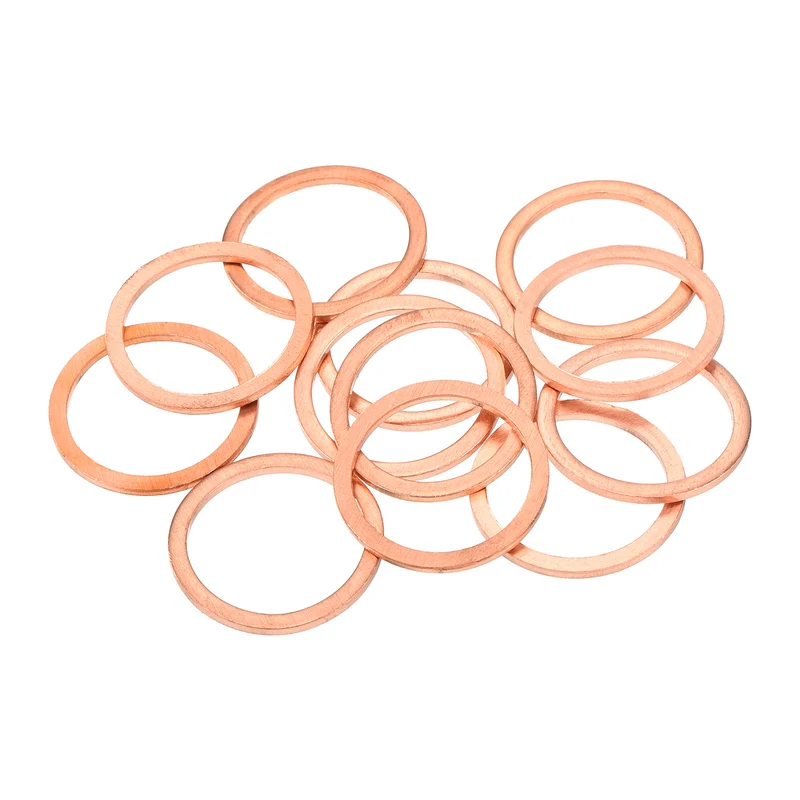 12 Pcs Flat Copper Washers 22x27x1.5mm Copper Flat Sealing Ring Washers