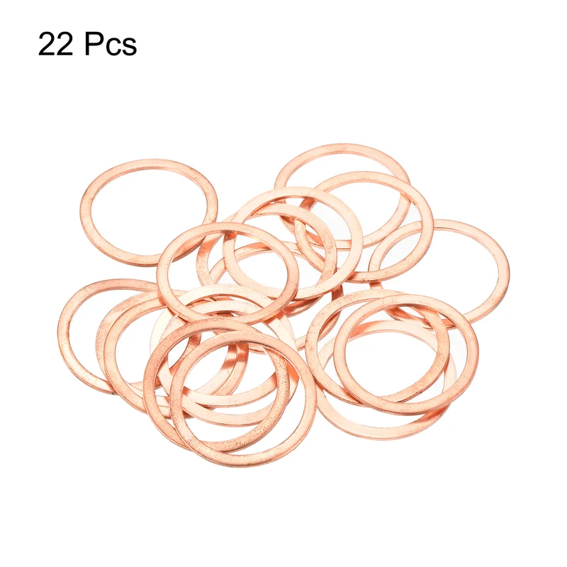 22 Pcs Flat Copper Washers 22x27x1mm Copper Flat Sealing Ring Washers
