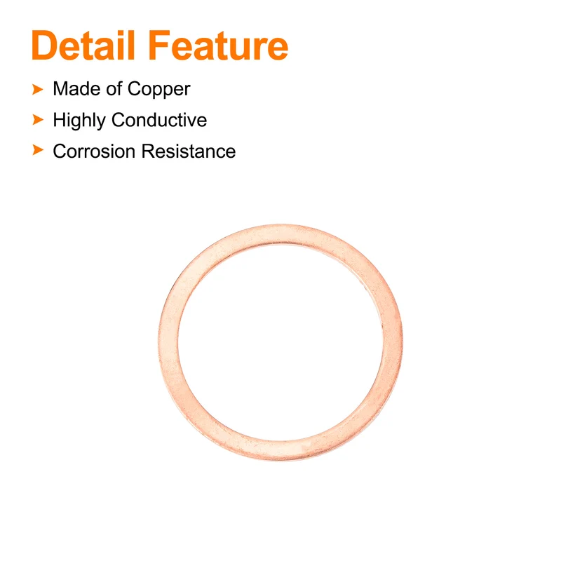 22 Pcs Flat Copper Washers 22x27x1mm Copper Flat Sealing Ring Washers