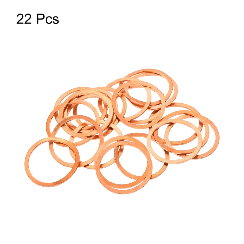 22 Pcs Flat Copper Washers 22x26x1mm Copper Flat Sealing Ring Washers