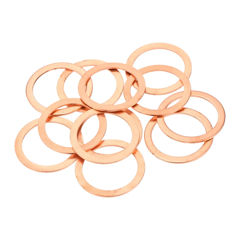 12 Pcs Flat Copper Washers 21x27x1mm Copper Flat Sealing Ring Washers