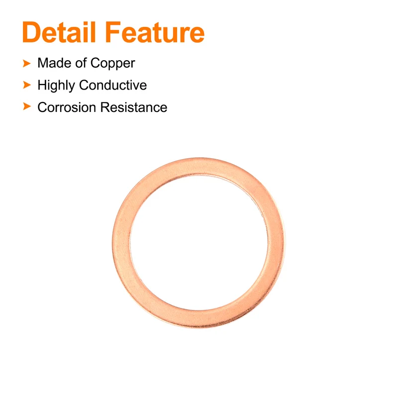 12 Pcs Flat Copper Washers 21x27x1mm Copper Flat Sealing Ring Washers