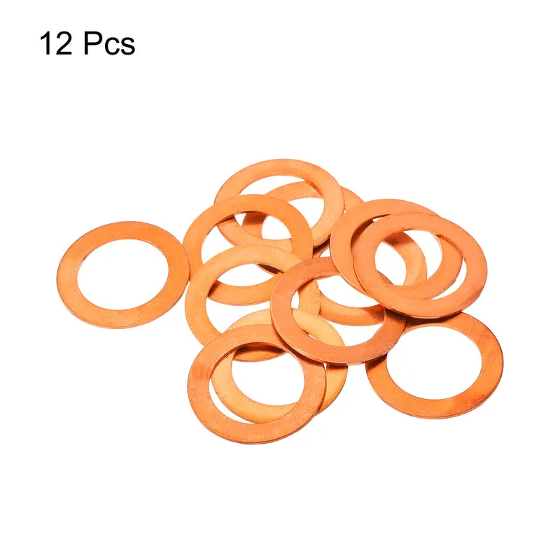 12 Pcs Flat Copper Washers 20x30x1mm Copper Flat Sealing Ring Washers