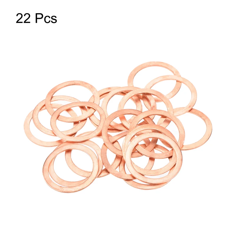 22 Pcs Flat Copper Washers 20x26x1mm Copper Flat Sealing Ring Washers