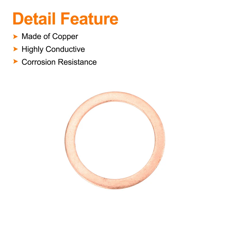 22 Pcs Flat Copper Washers 20x26x1mm Copper Flat Sealing Ring Washers