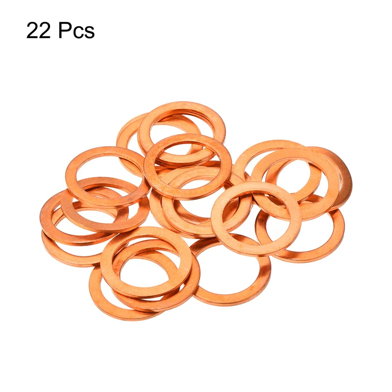 22 Pcs Flat Copper Washers 19x26x1.5mm Copper Flat Sealing Ring Washers