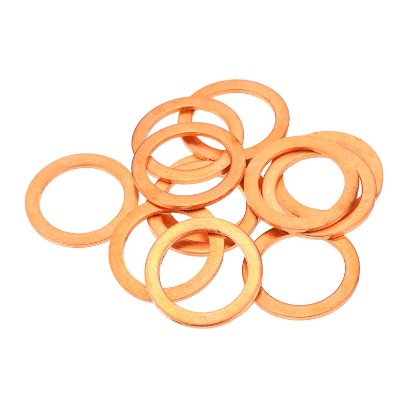 12 Pcs Flat Copper Washers 19x26x1.5mm Copper Flat Sealing Ring Washers