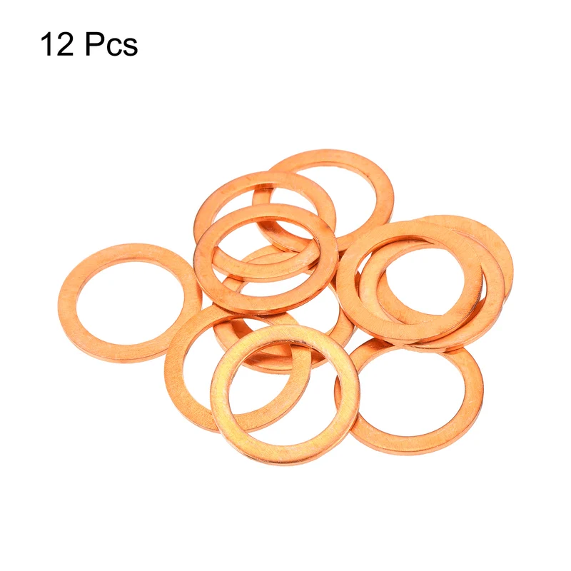 12 Pcs Flat Copper Washers 19x26x1.5mm Copper Flat Sealing Ring Washers