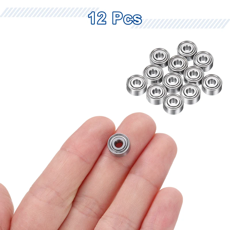 12Pcs MR93ZZ Deep Groove Ball Bearings, 3mm ID 9mm OD 4mm Width Bearing