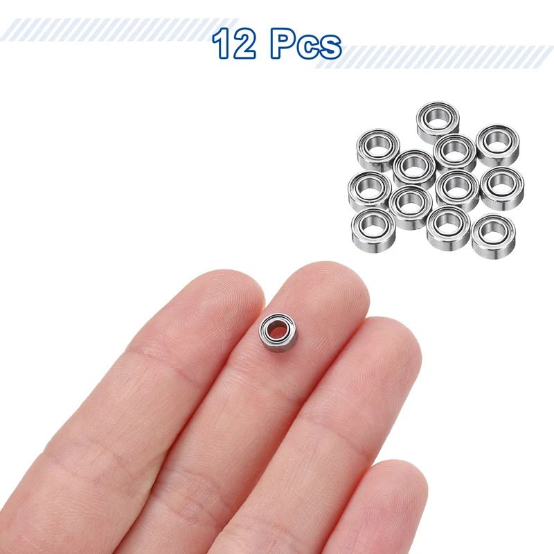 12Pcs MR63ZZ Deep Groove Ball Bearings 3mm ID 6mm OD 2.5mm Width Bearing