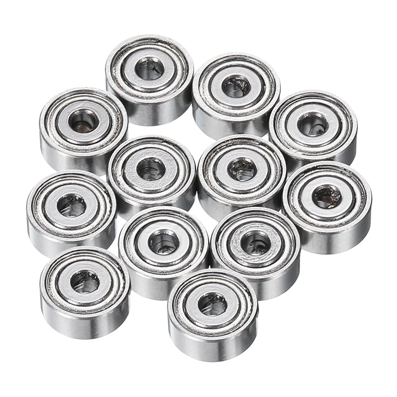 12Pcs MR72ZZ Deep Groove Ball Bearings, 2mm ID 7mm OD 3mm Width Bearing