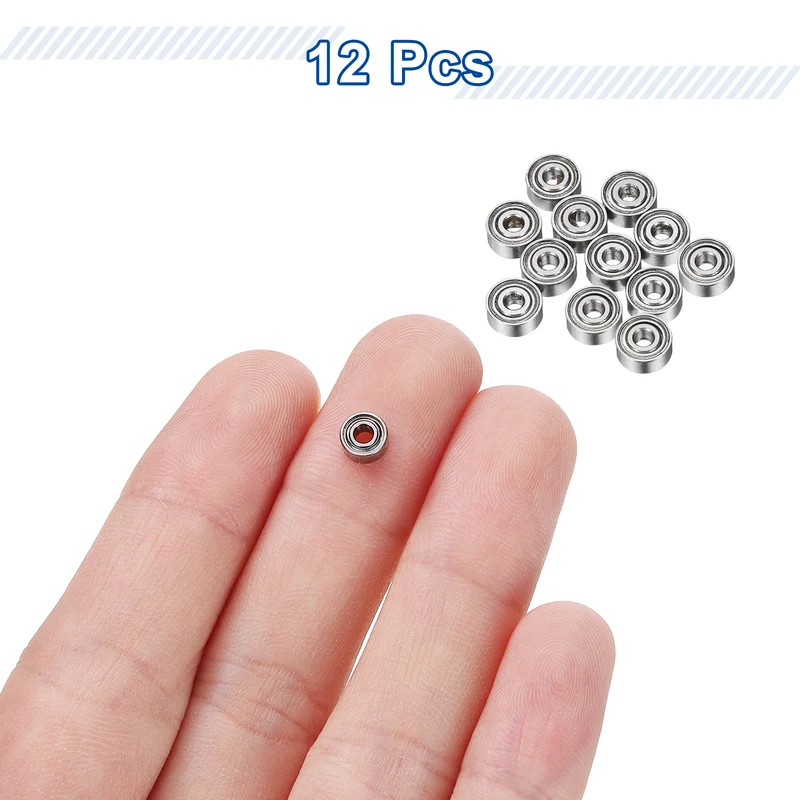 12Pcs MR62ZZ Deep Groove Ball Bearings, 2mm ID 6mm OD 2.5mm Width Bearing