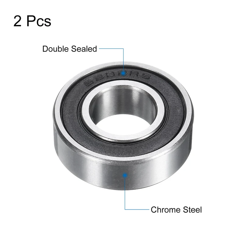 2pcs 6202/16-2RS Deep Groove Ball Bearings 16x35x11mm Chrome-Steel Bearing