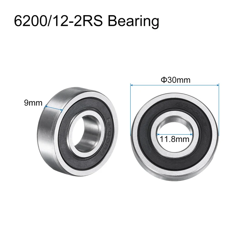2pcs 6200/12-2RS Deep Groove Ball Bearings 12x30x9mm Chrome-Steel Bearing P5
