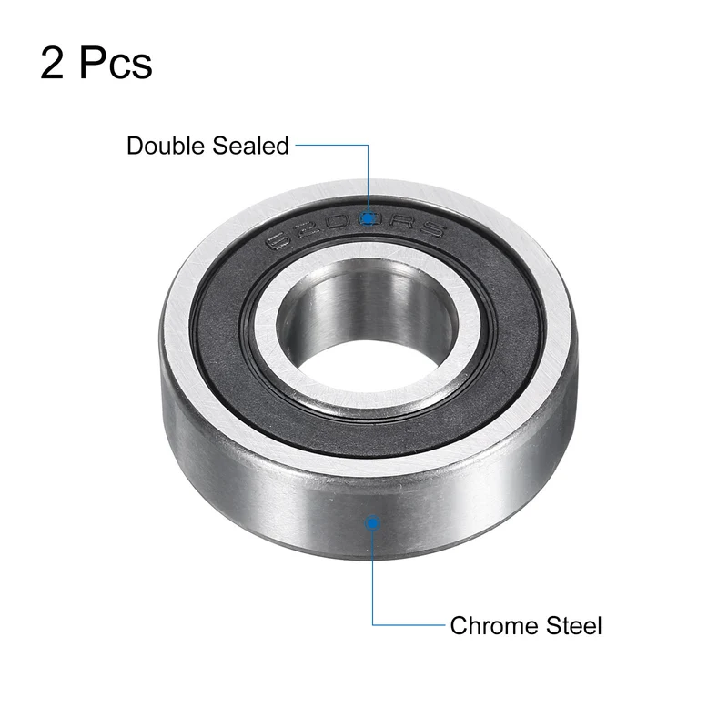 2pcs 6200/12-2RS Deep Groove Ball Bearings 12x30x9mm Chrome-Steel Bearing P5