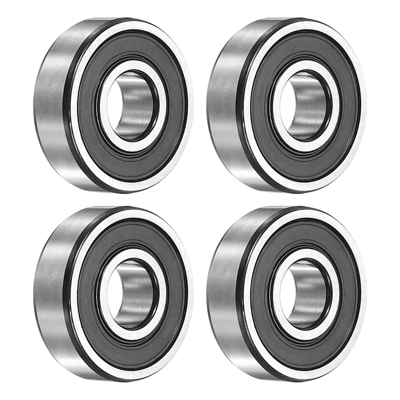 4Pcs 6201-2RS Deep Groove Ball Bearing, 12x32x10 mm Double Rubber Seal Bearing