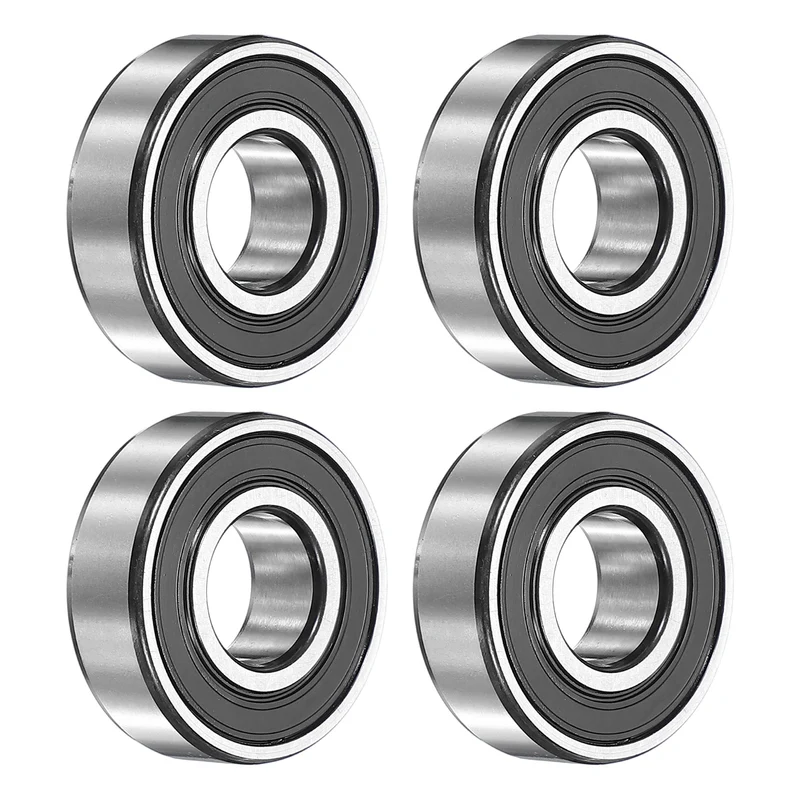 4Pcs 6202-2RS Deep Groove Ball Bearing, 15x35x11 mm Double Rubber Seal Bearing
