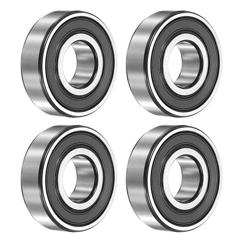 4Pcs 6203-2RS Deep Groove Ball Bearing, 17x40x12 mm Double Rubber Seal Bearing