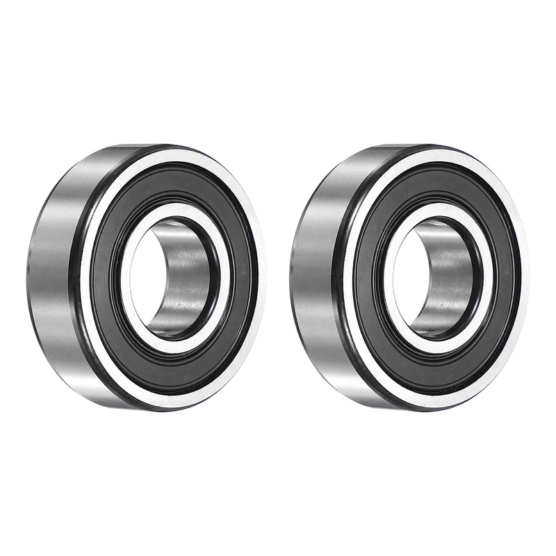 2Pcs 6204-2RS Deep Groove Ball Bearing, 20x47x14 mm Double Rubber Seal Bearing