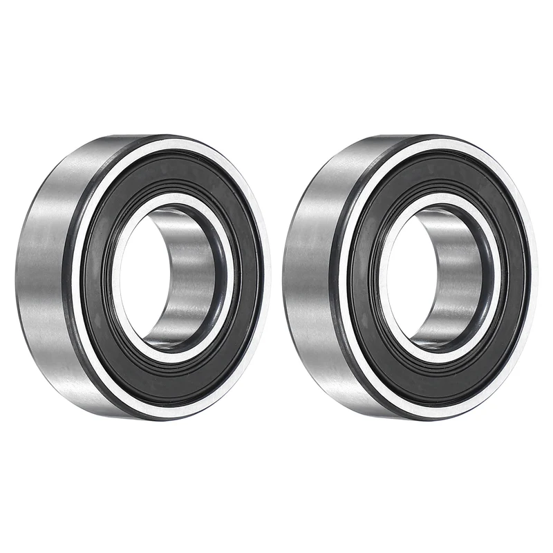 2Pcs 6205-2RS Deep Groove Ball Bearing, 25x52x15 mm Double Rubber Seal Bearing
