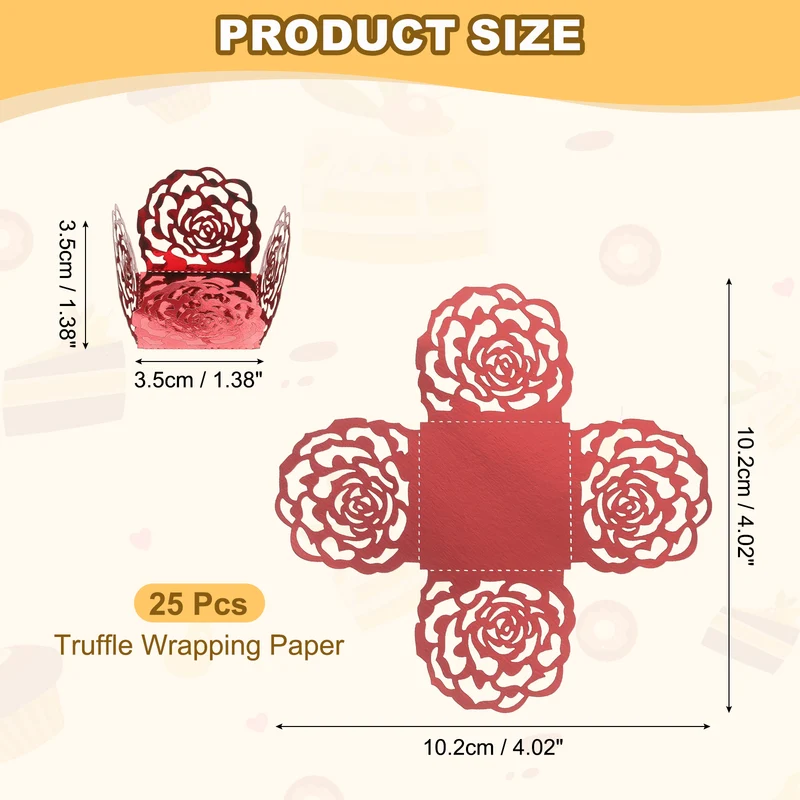 25PCS 4 Inch Truffle Wrappers for Wedding Birthday, Red