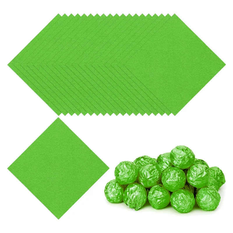 200 Pcs 3x3 Inch Foil Candy Wrappers Chocolate Wrapping Paper Dark Green