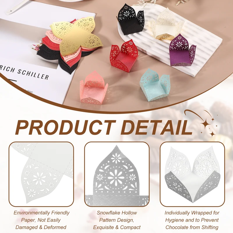 30Pcs 1.4x1.4" Snowflake Truffle Wrapper Cupcake Liners for Decor, Silver