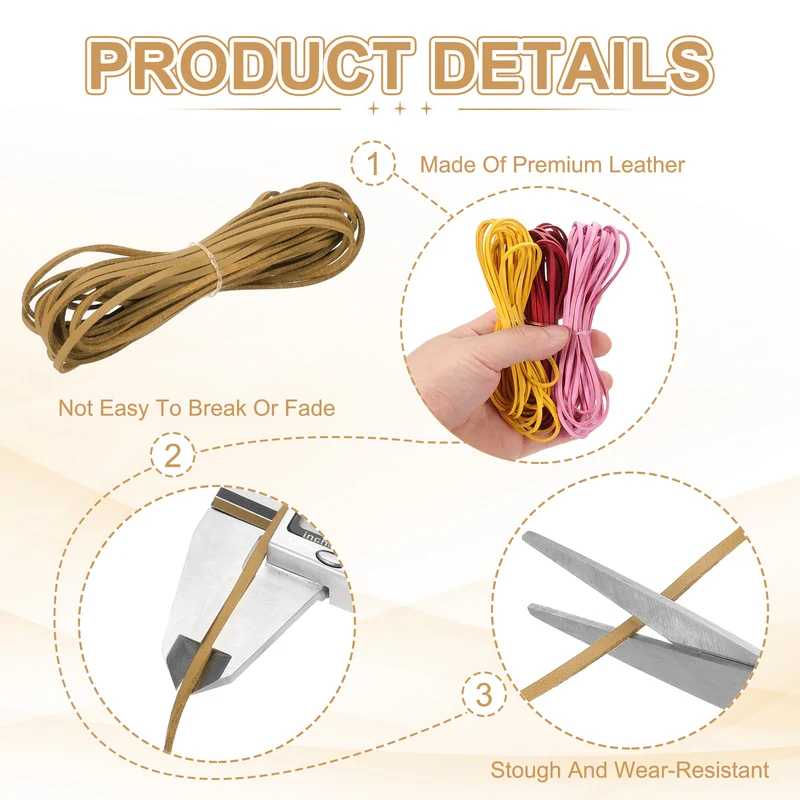 3 mm x 5.5 Yd Leather String Flat Leather Cord Gold
