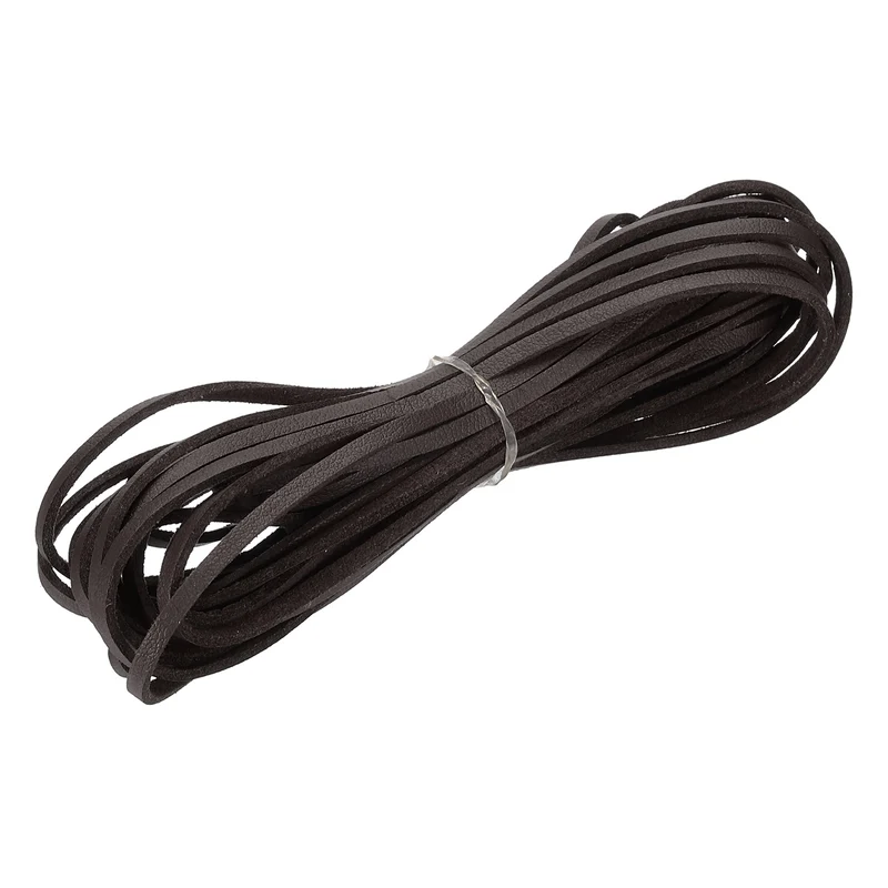 3 mm x 5.5 Yd Leather String Flat Leather Cord Dark Coffee