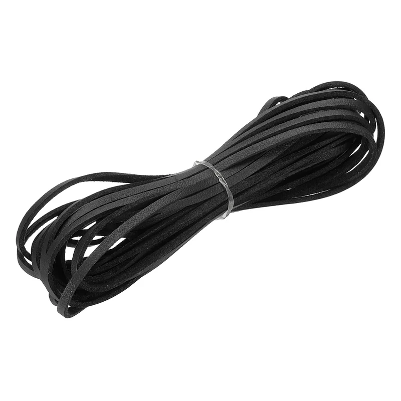 3 mm x 5.5 Yd Leather String Flat Leather Cord Black