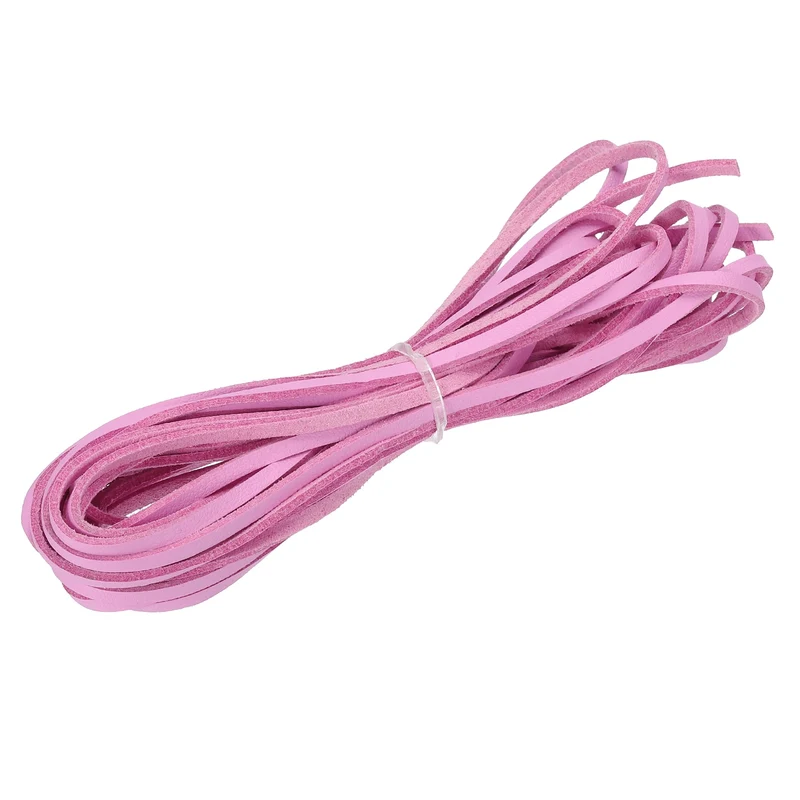 3 mm x 5.5 Yd Leather String Flat Leather Cord Pink