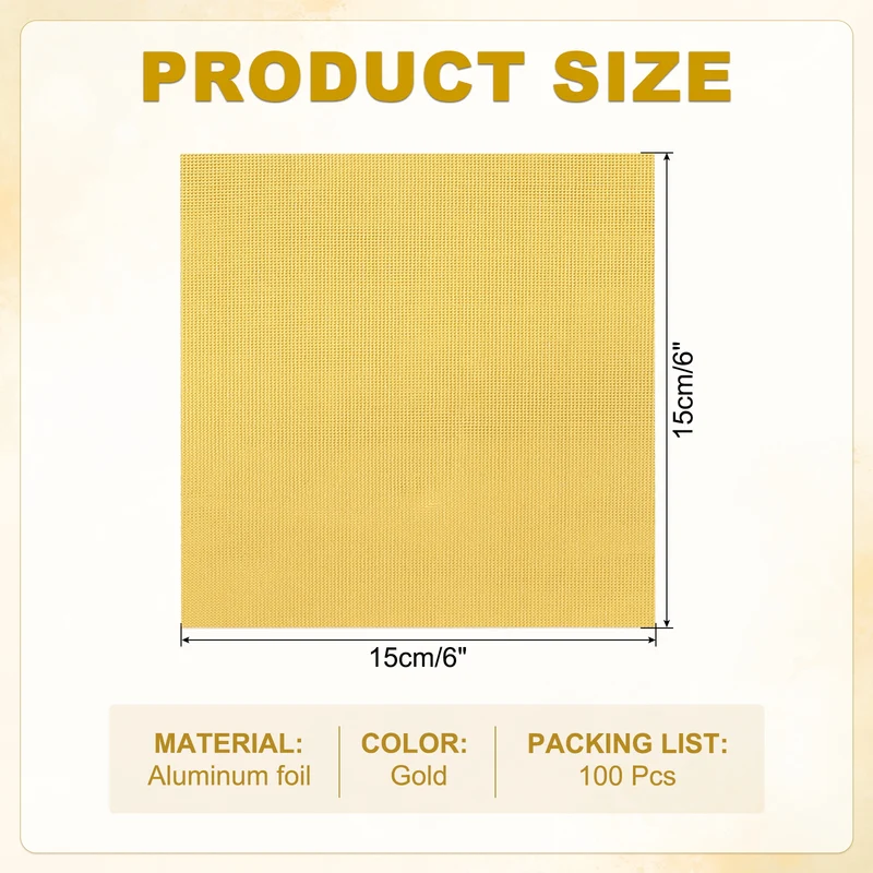 Foil Candy Wrappers 6x6 Inch, 100 Pcs Gold Fine Grid Paper for DIY Chocolate