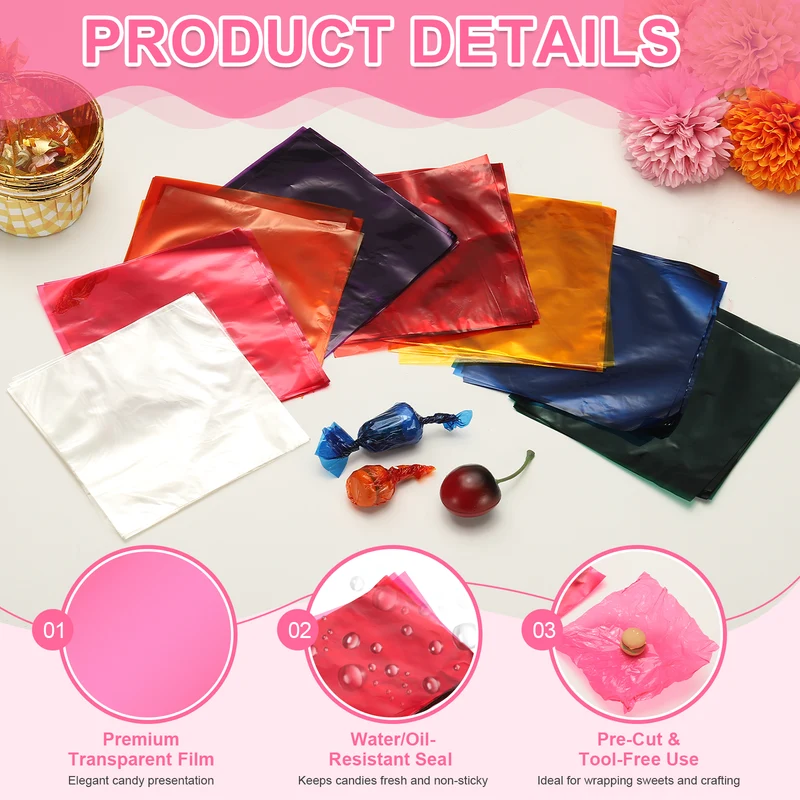 150Pcs Candy Wrappers 4 x 4 Inch Chocolate Wrap Paper for Lollipop Pink]