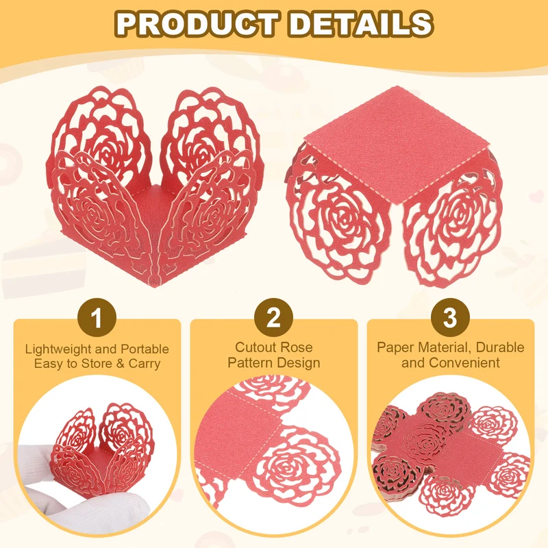 50PCS 4 Inch Truffle Wrappers for Wedding Birthday, Red