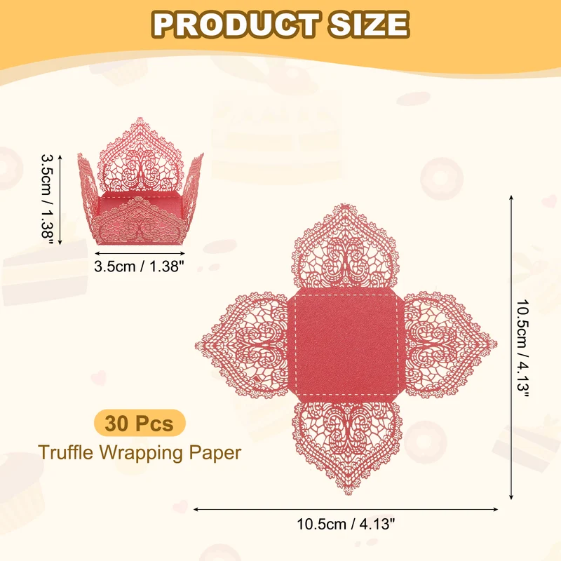 30PCS 4.1 Inch Truffle Wrappers for Wedding Birthday, Red