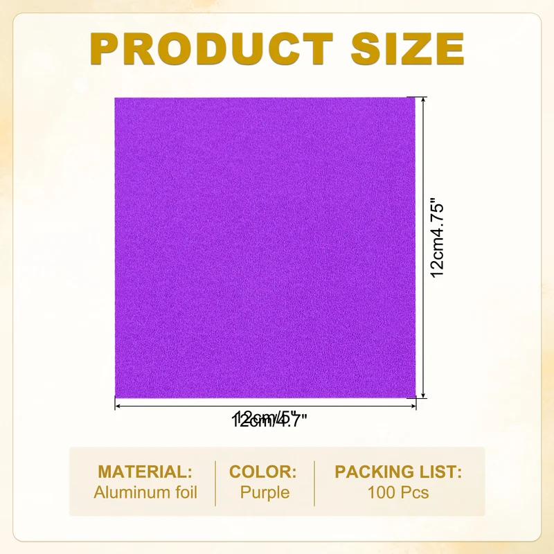 Foil Candy Wrappers 5x5 Inch, 100 Pcs Purple Orange Pattern Paper for Candy