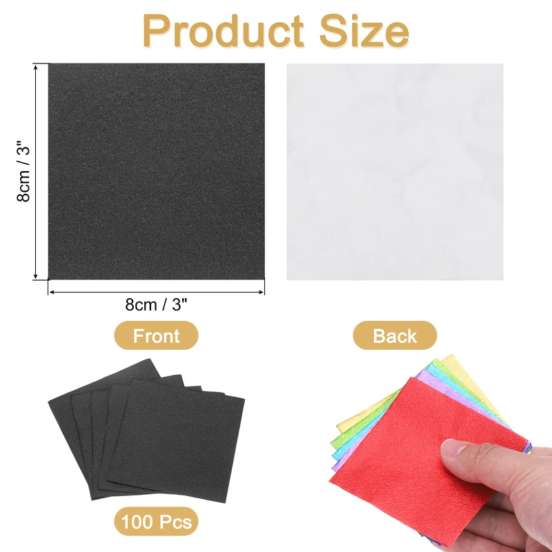 100pcs Black Metallic Foil Paper, 3x3" Orange Texture Wrapping Paper