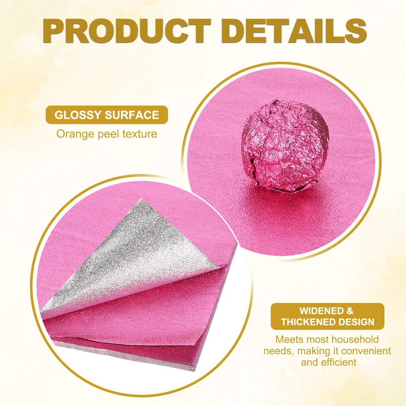 Foil Candy Wrappers 4x4 Inch, 100 Pcs Pink Orange Pattern Paper for Candy