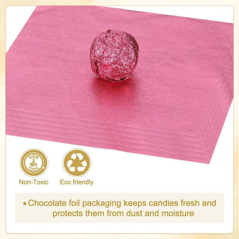 Foil Candy Wrappers 4x4 Inch, 100 Pcs Pink Orange Pattern Paper for Candy