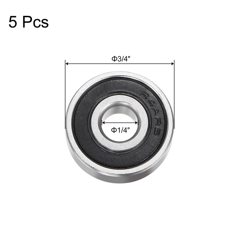R4A-2RS Deep Groove Ball Bearing 5pcs 1/4"x3/4"x9/32" Z2 Double Rubber Sealed