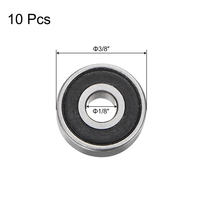 R2-2RS Deep Groove Ball Bearing 10pcs 1/8"x3/8"x5/32" Z2 Double Rubber Sealed